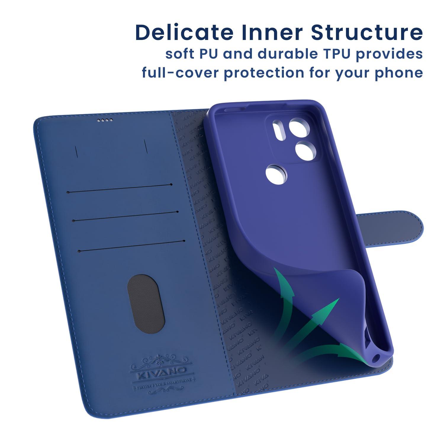 Leather Wallet Case for Xiaomi Redmi 9 Prime ?Stylish Flip Folio Cover with Card Holder, Stand, Ideal for Both Men and Women-KIVANO LUXE - Aibex